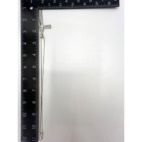 JDH 925 Mexico Sterling Silver Modernist 2.5" Crucifix Cross Pendant & 18" Chain - Picture 5 of 8